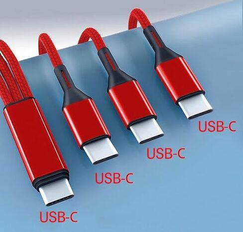 Multi USB C Cable 4FT 2Pack,3 in 1 Multiple Type C Charging,3A Splitter USB-C Charger,Nylon Cord,USB C to 3 USB C Port, Compatible with iPhone 15,iPad Pro/Air,Samsung S23,Google,Android,Kindle fire in Saudi Arabia