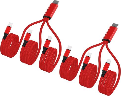 Multi USB C Cable 4FT 2Pack,3 in 1 Multiple Type C Charging,3A Splitter USB-C Charger,Nylon Cord,USB C to 3 USB C Port, Compatible with iPhone 15,iPad Pro/Air,Samsung S23,Google,Android,Kindle fire in Saudi Arabia