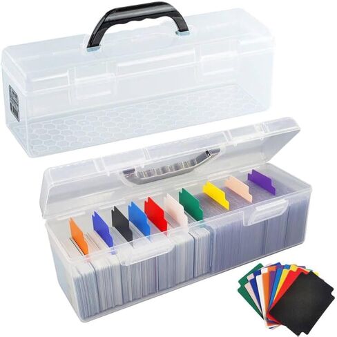 Trading Card Storage Box, Top loader Storage Box with Handle, Plastic Baseball Card Storage Box Set of 7, Clear Sports Cards Holder Playing Card Case, Large for 180+ Toploaders or 1000+ Cards in Saudi Arabia