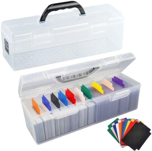 Trading Card Storage Box, Top loader Storage Box with Handle, Plastic Baseball Card Storage Box Set of 7, Clear Sports Cards Holder Playing Card Case, Large for 180+ Toploaders or 1000+ Cards in Saudi Arabia