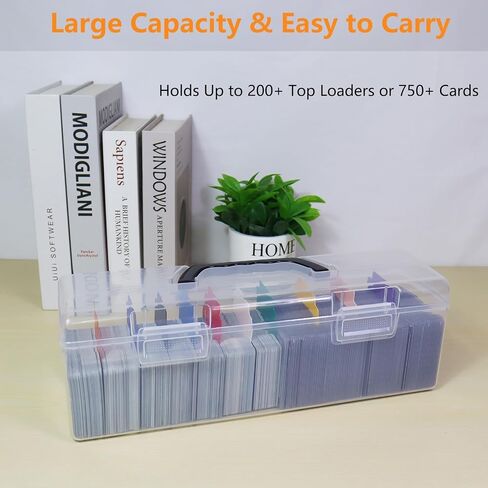Trading Card Storage Box, Top loader Storage Box with Handle, Plastic Baseball Card Storage Box Set of 7, Clear Sports Cards Holder Playing Card Case, Large for 180+ Toploaders or 1000+ Cards in Saudi Arabia