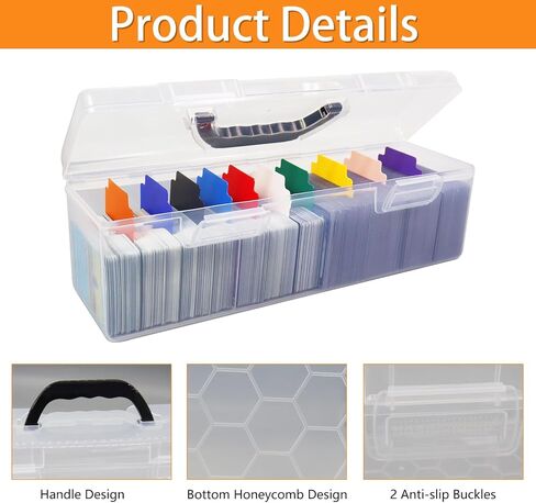 Trading Card Storage Box, Top loader Storage Box with Handle, Plastic Baseball Card Storage Box Set of 7, Clear Sports Cards Holder Playing Card Case, Large for 180+ Toploaders or 1000+ Cards in Saudi Arabia