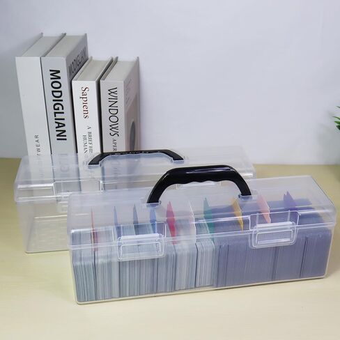 Trading Card Storage Box, Top loader Storage Box with Handle, Plastic Baseball Card Storage Box Set of 7, Clear Sports Cards Holder Playing Card Case, Large for 180+ Toploaders or 1000+ Cards in Saudi Arabia