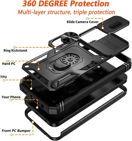 for Samsung Galaxy S25 Ultra 5G Phone Case,[20 FT Military Grade Drop Protection] [2 X Glass Screen Protector + Slide Camera Cover] Shockproof Protective Cases for Samsung S 25 Ultra,Rose gold in Saudi Arabia