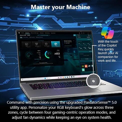 كمبيوتر محمول للألعاب Acer Predator Triton Neo 16، شاشة 16 بوصة WQXGA 3200 x 2000 165 هرتز، معالج Intel Core Ultra 9 185H، NVIDIA GeForce RTX 4070، 32 جيجابايت DDR5 1 تيرابايت Gen 4 SSD، يعمل بالذكاء الاصطناعي، Killer Wi-Fi 6E، لوحة مفاتيح RGB بإضاءة خلفي in Kuwait