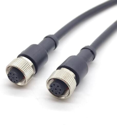 M12 8 Pins Connector Cable, Double Female Straight Circular Connector Molding Cable A Code Industrial Molded Cable IP67 Waterproof Unshielded PVC Cable 30V 2A AC/DC 1Meter AWG24（3.28ft） in Saudi Arabia
