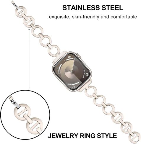 TRUMiRR Band for Apple Watch Series 10 42mm / 9 8 7 41mm / SE (2nd Gen) 40mm Starlight Women, Stainless Steel Watchband Feminine Jewelry Strap for iWatch Apple Watch SE Series 6 5 4 3 2 1 40mm 38mm in Saudi Arabia