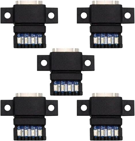 xiwai 5pcs/Set DIY OEM Type C Female Socket Connector to 6Pin PCBA Pinout Scew Nut Mount Type PD Power DC 5V/20V for Wiring in Saudi Arabia