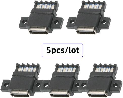 xiwai 5pcs/Set DIY OEM Type C Female Socket Connector to 6Pin PCBA Pinout Scew Nut Mount Type PD Power DC 5V/20V for Wiring in Saudi Arabia