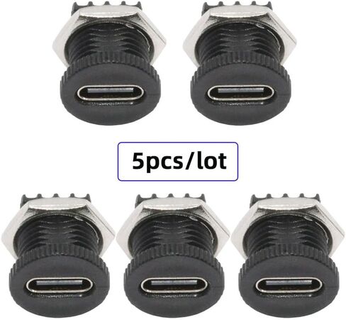 xiwai 5pcs/Set DIY OEM Type C Female Socket Connector to 6Pin PCBA Pinout Scew Nut Mount Type PD Power DC 5V/20V for Wiring in Saudi Arabia