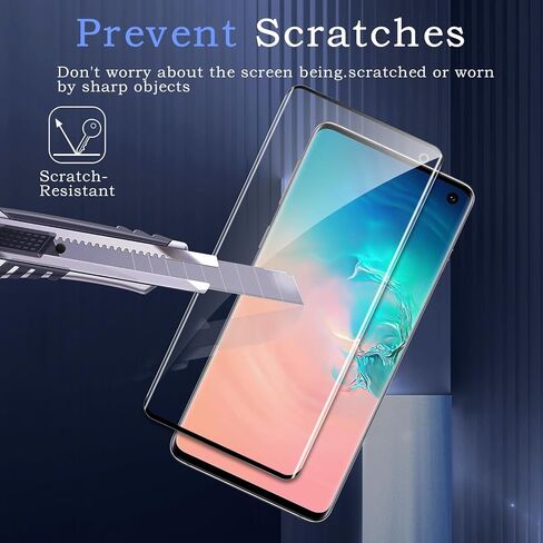 [2+2] واقي شاشة من الزجاج المقسى لهاتف Samsung galaxy S10، 2 ​​* فيلم زجاجي مقسى + 2 * واقي عدسة الكاميرا، فيلم زجاجي ثلاثي الأبعاد بتغطية كاملة، صلابة 9H، ترقية حماية الحافة، سهولة التركيب in Kuwait
