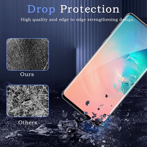 [2+2] واقي شاشة من الزجاج المقسى لهاتف Samsung galaxy S10، 2 ​​* فيلم زجاجي مقسى + 2 * واقي عدسة الكاميرا، فيلم زجاجي ثلاثي الأبعاد بتغطية كاملة، صلابة 9H، ترقية حماية الحافة، سهولة التركيب in Kuwait