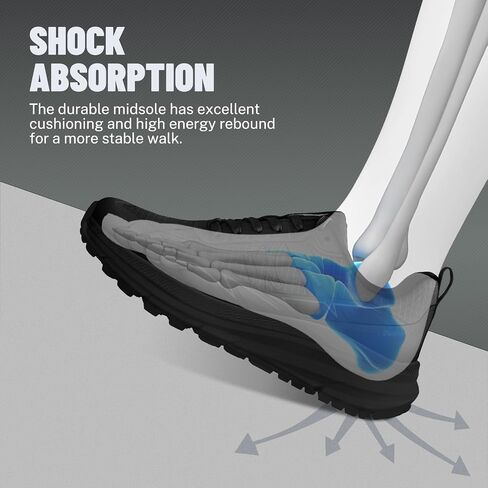 Mens Hiking Shoes for Plantar Fasciitis, Orthopedic Walking Shoes with Arch Support, Lightweight Waterproof Sneakers Wide Toe Box Shoes for Foot & Heel Pain Relief in Saudi Arabia