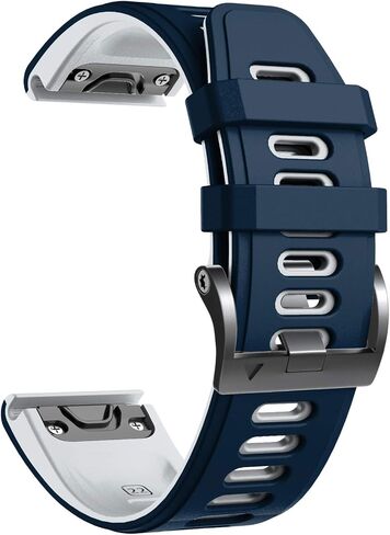 ANCOOL Fenix 6 Watch Band/Fenix 7 Watch Band/Fenix 5 Band 22mm Silicone Watch Band Replacement for Fenix 6 Pro/Fenix 5 Plus/Fenix 7 Pro(Dark Blue-White) in Saudi Arabia