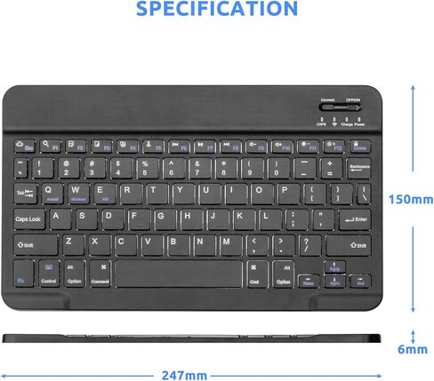Wireless Bluetooth Keyboard for Apple iPad iPhone Samsung Tablet Phone Smartphone iOS Android Windows (10 inch Black) Ultra Slim Portable Mini Keyboard in Saudi Arabia