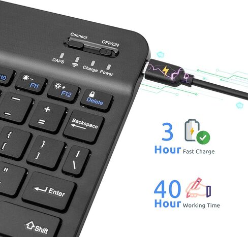 Wireless Bluetooth Keyboard for Apple iPad iPhone Samsung Tablet Phone Smartphone iOS Android Windows (10 inch Black) Ultra Slim Portable Mini Keyboard in Saudi Arabia