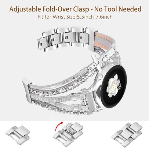 Boho Leather Bracelet for Samsung Galaxy Watch 7/6/5/4 Band 40 44mm Women, 20mm Handmade Multilayer Adjustable Bracelets Strap for Galaxy Watch 6 Classic 43mm/Watch 5 Pro / Watch4 Classic 42mm/Active2 in Saudi Arabia