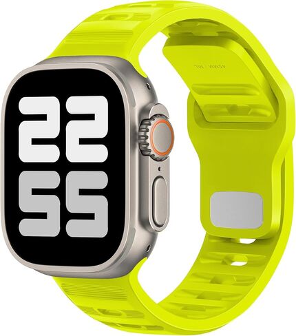 UC1 Sport Band for Apple Watch Bands Ultra 2 49mm, Series 10 46mm, 9 8 7 45mm 41mm, SE 6 5 4 44mm 40mm, 3 2 1 42mm 38mm Men Women iWatch, Strap Silicone, Fluoroscent Yellow in Saudi Arabia