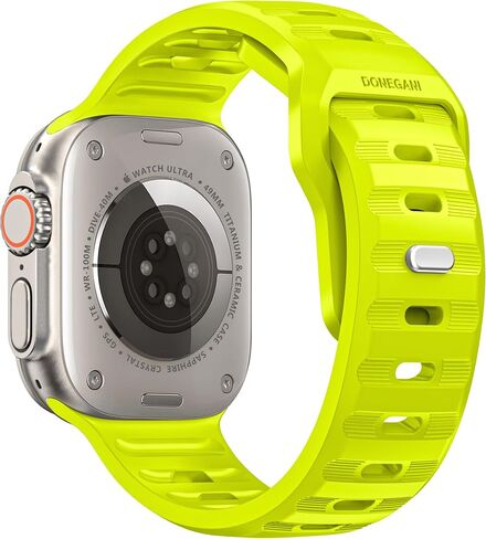 UC1 Sport Band for Apple Watch Bands Ultra 2 49mm, Series 10 46mm, 9 8 7 45mm 41mm, SE 6 5 4 44mm 40mm, 3 2 1 42mm 38mm Men Women iWatch, Strap Silicone, Fluoroscent Yellow in Saudi Arabia