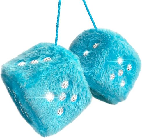 Bling Pink Dice for Car Plush Fuzzy Car Dice with Rhinestones Dots for Rear View Mirror Accessories Hanging Pink Fuzzy Dice Cute Car Accessories for Women and Girl in Saudi Arabia