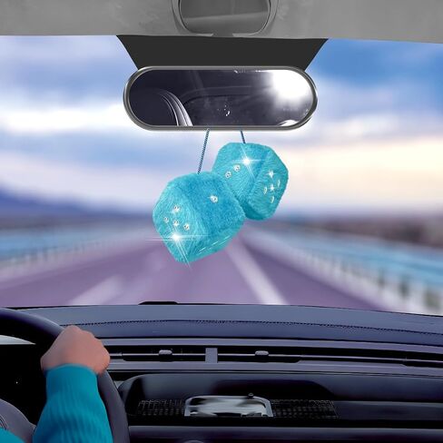 Bling Pink Dice for Car Plush Fuzzy Car Dice with Rhinestones Dots for Rear View Mirror Accessories Hanging Pink Fuzzy Dice Cute Car Accessories for Women and Girl in Saudi Arabia