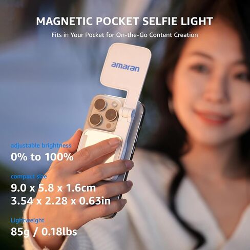 amaran Go MagSafe Compatible Mini Phone Light,Rechargeable Portable Light Mirror Light LED Phone Light for Selfie,Makeup,Video Conference,TikTok,Compatible with iPhone&Android (Green) in Saudi Arabia
