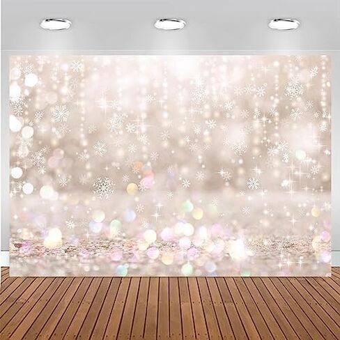 Mocsicka Winter Wonderland Snowflake Bokeh Backdrop Blue Ivory Spot Bokeh Winter Christmas Backdrops for Photography Kids Children Newborn Baby Birthday Holiday Party Decor (Blue, 7x5ft(82''x60'')) in Saudi Arabia