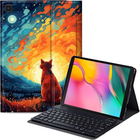 حافظة لوحة مفاتيح لجهاز Samsung Galaxy Tab A 10.1" 2019 (SM-T510/T515/T517)، غطاء جلدي نحيف مع لوحة مفاتيح بلوتوث قابلة للفصل وغطاء واقٍ لجهاز Galaxy Tab A 10.1، بريق الكتاب المقدس اللامع in Kuwait