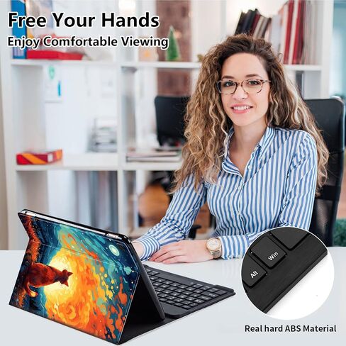 حافظة لوحة مفاتيح لجهاز Samsung Galaxy Tab A 10.1" 2019 (SM-T510/T515/T517)، غطاء جلدي نحيف مع لوحة مفاتيح بلوتوث قابلة للفصل وغطاء واقٍ لجهاز Galaxy Tab A 10.1، بريق الكتاب المقدس اللامع in Kuwait