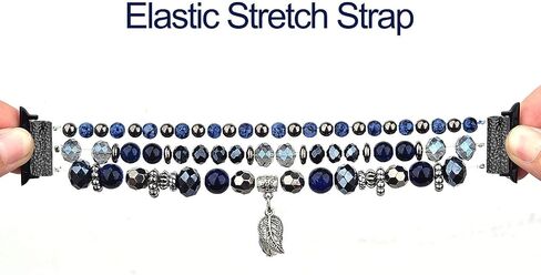 V-MORO Beaded Bracelet Compatible with Apple Watch Band 40mm/38mm/41mm Series 9 8 7 6 SE 5 4 Women Fancy Dressy Handmade Stretchy Watch Strap iWatch Bands Series 3 2 1 Replacement (SeaBlue) in Saudi Arabia
