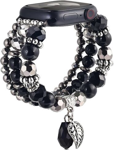 V-MORO Beaded Bracelet Compatible with Apple Watch Band 40mm/38mm/41mm Series 9 8 7 6 SE 5 4 Women Fancy Dressy Handmade Stretchy Watch Strap iWatch Bands Series 3 2 1 Replacement (SeaBlue) in Saudi Arabia