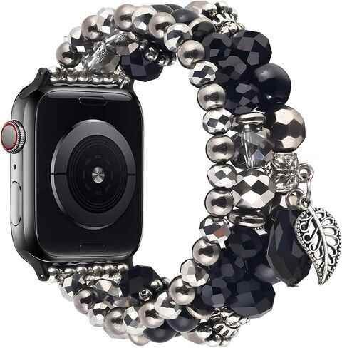 V-MORO Beaded Bracelet Compatible with Apple Watch Band 40mm/38mm/41mm Series 9 8 7 6 SE 5 4 Women Fancy Dressy Handmade Stretchy Watch Strap iWatch Bands Series 3 2 1 Replacement (SeaBlue) in Saudi Arabia