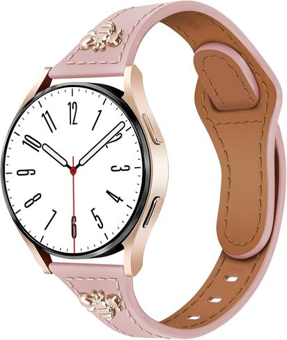 Slim Leather Band with Charms Compatible with Samsung Galaxy Watch 7 6 5 4 40mm 44mm/Watch 6 Classic 43mm 47mm/Watch 5 Pro 45mm/Watch 4 Classic 46mm 42mm, Genuine Leather Strap 20mm Women in Saudi Arabia