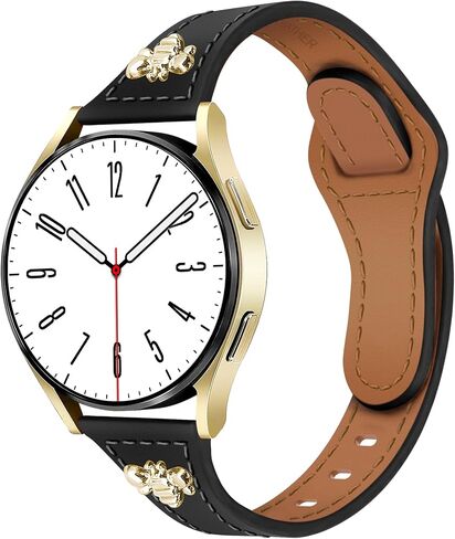 Slim Leather Band with Charms Compatible with Samsung Galaxy Watch 7 6 5 4 40mm 44mm/Watch 6 Classic 43mm 47mm/Watch 5 Pro 45mm/Watch 4 Classic 46mm 42mm, Genuine Leather Strap 20mm Women in Saudi Arabia