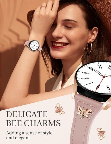 Slim Leather Band with Charms Compatible with Samsung Galaxy Watch 7 6 5 4 40mm 44mm/Watch 6 Classic 43mm 47mm/Watch 5 Pro 45mm/Watch 4 Classic 46mm 42mm, Genuine Leather Strap 20mm Women in Saudi Arabia
