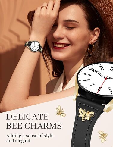 Slim Leather Band with Charms Compatible with Samsung Galaxy Watch 7 6 5 4 40mm 44mm/Watch 6 Classic 43mm 47mm/Watch 5 Pro 45mm/Watch 4 Classic 46mm 42mm, Genuine Leather Strap 20mm Women in Saudi Arabia