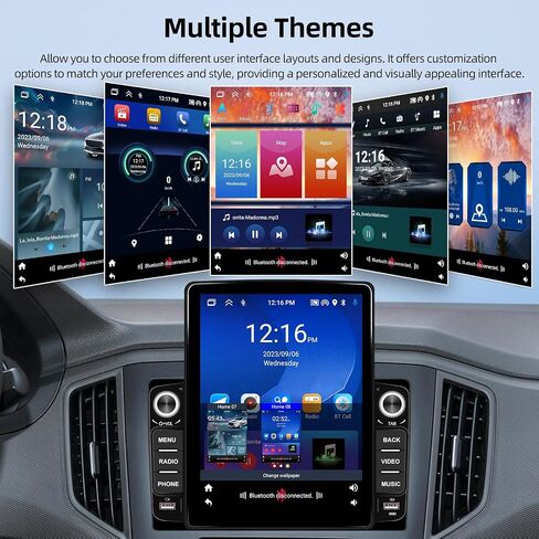 [2+64G] ستيريو سيارة بشاشة لمس عمودية 9.5 بوصة IPS - تشغيل لاسلكي وAndroid Auto - راديو سيارة Android مزدوج Din مع نظام ملاحة GPS/WiFi/وصلة مرآة/SWC + كاميرا احتياطية AHD in Saudi Arabia