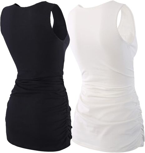 Nursing Maternity Top, Pregnant Breastfeeding Shirt, Women's Cotton V Neck Ruched Waist Double Layered Postpartum Tank in Saudi Arabia