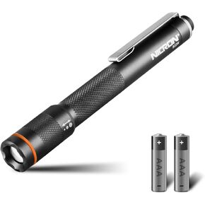 NICRON B22W LED Pocket Pen Light, Small, Compact, Portable, Zoomable Flashlight with Clip for nspection, Camping, Outdoor, Everyday Use