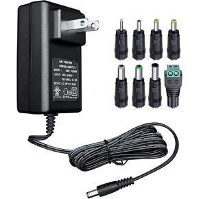 UL Listed 12V 1A 6ft Power Supply Adapter with 8 DC Plugs, 12V 1000mA 800mA 600mA 500mA 300mA AC/DC Switching Adapter for LED Strip Light, CCTV Camera, Router, Speaker, GPS, Webcam, Scanner and More