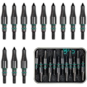 Archery Field Points - Steel Screw-in Arrowheads for Practice and Target Use, 5/16", 12-Pack