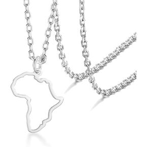 VASSAGO Africa Map Pendant Necklace Africa Map Necklaces for Women Stainless Steel Men Africa Continent Necklace Africa Map Jewelry Dainty Pendant Necklace Gift for Girls Boys