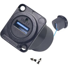 USB3.0 Female to Female D Panel Mount Solderless Adapter USB3.0 Coupler Socket Pass Through Connector 5Gbps for Audio Video Optoelectronic Network with Screw for PC TV Printer Laptop