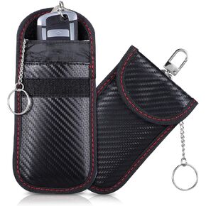 2 Pack Faraday Pouch for Car Keys, Faraday Key Fob Protector Car Security Protection Key Fob Signal Blocker Box for Car RFID Signal Blocking Anti-Theft Pouch Anti-Hacking Case Blocker Black