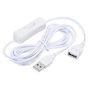 كابل تمديد USB من MECCANIXITY مع مفتاح تشغيل/إيقاف بطول 2 متر سلك تمديد USB ذكر إلى أنثى لمروحة مصباح مكتبي شريط إضاءة LED أبيض