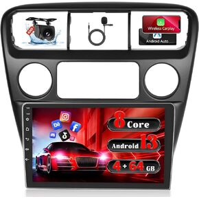 for Honda Accord 6th 1998-2003 【8 Core 4+64GB】 Android Radio Dash Kit, 9'' Touch Screen Car Stereo with Wireless Carplay Android Auto, GPS/WiFi/32EQ DSP/Bluetooth/SWC/Mic, Backup Cam