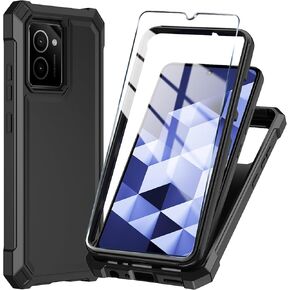 for HMD Vibe Phone Case with Tempered Glass Screen Protector,Slim Soft Silicone Full-Body Protective Cover (HMD Vibe,Blue)