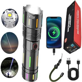 Super Bright White Laser Rechargeable Flashlights 5000000 High Lumens,Floodlight Tactical Powerful Led Flashlight Battery Powered with 5 Modes Zoomable Fast Charge, Hiking Outdoor (Car711)