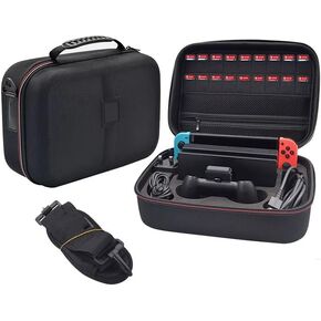 Customized Switch Case for Nintendo Switch and Switch OLED Model,Portable Travel All Protective Hard Messenger Bag Soft Lining 18Games for Switch Console Pro Controller Accessories