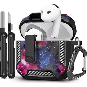 for AirPods 4 Case, 【Secure Lock】 Case for Apple AirPods 4 Case Men Women, Hard Case Cover Compatible with Airpods 4th Generation 2024 with Cleaner and Keychain, Drop Protection